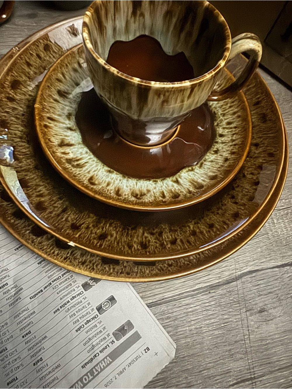 Mccoy Brown and Cream Reactive Glaze Ceramic Dinnerware Set